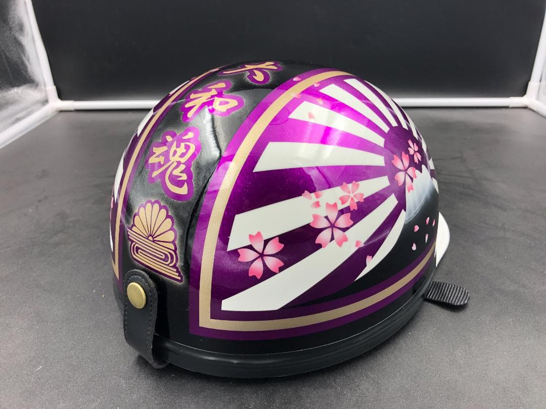 コルク半　カスタム　富士日章　三つボタン　ブラックホワイトパープル　ラメ　桜