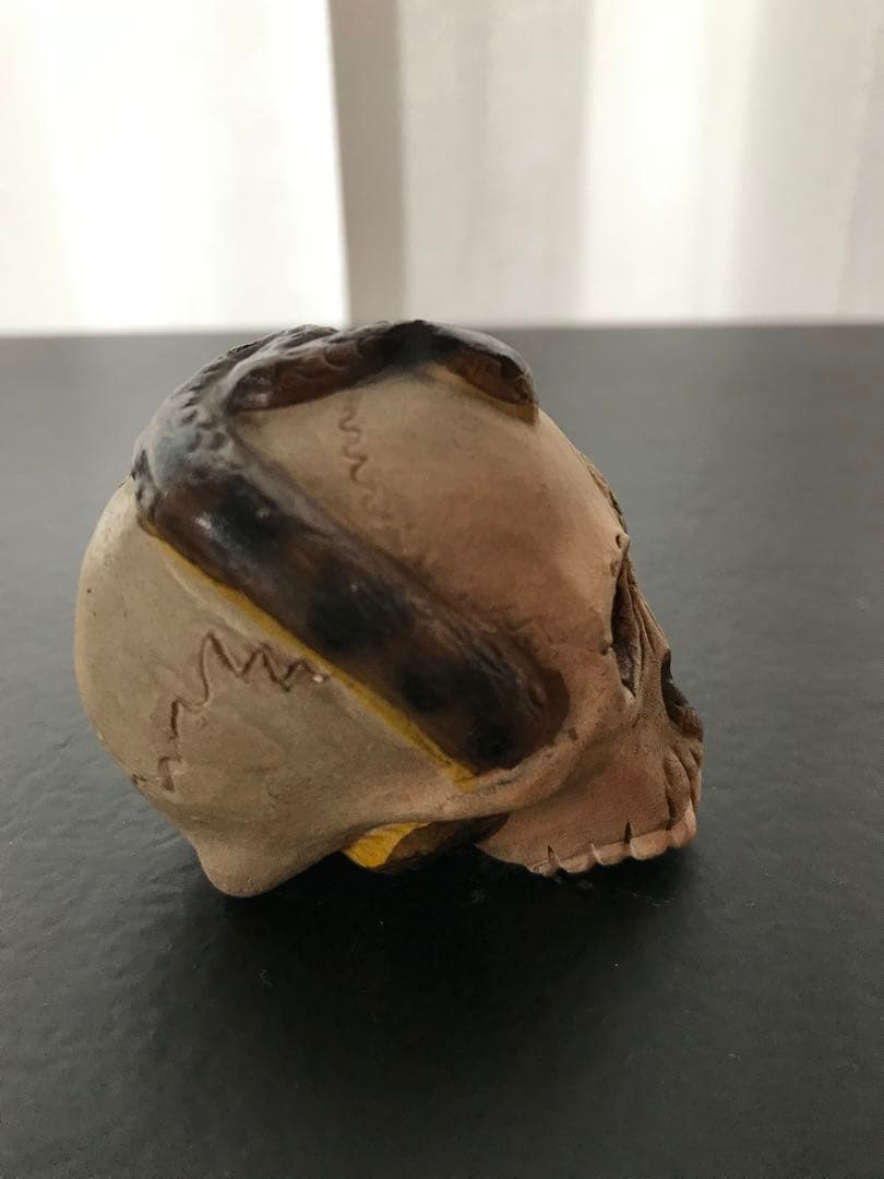 野晒し髑髏 髑髏 ドクロ 陶器 置物 オブジェ 美品 昭和 骨董 コレクター