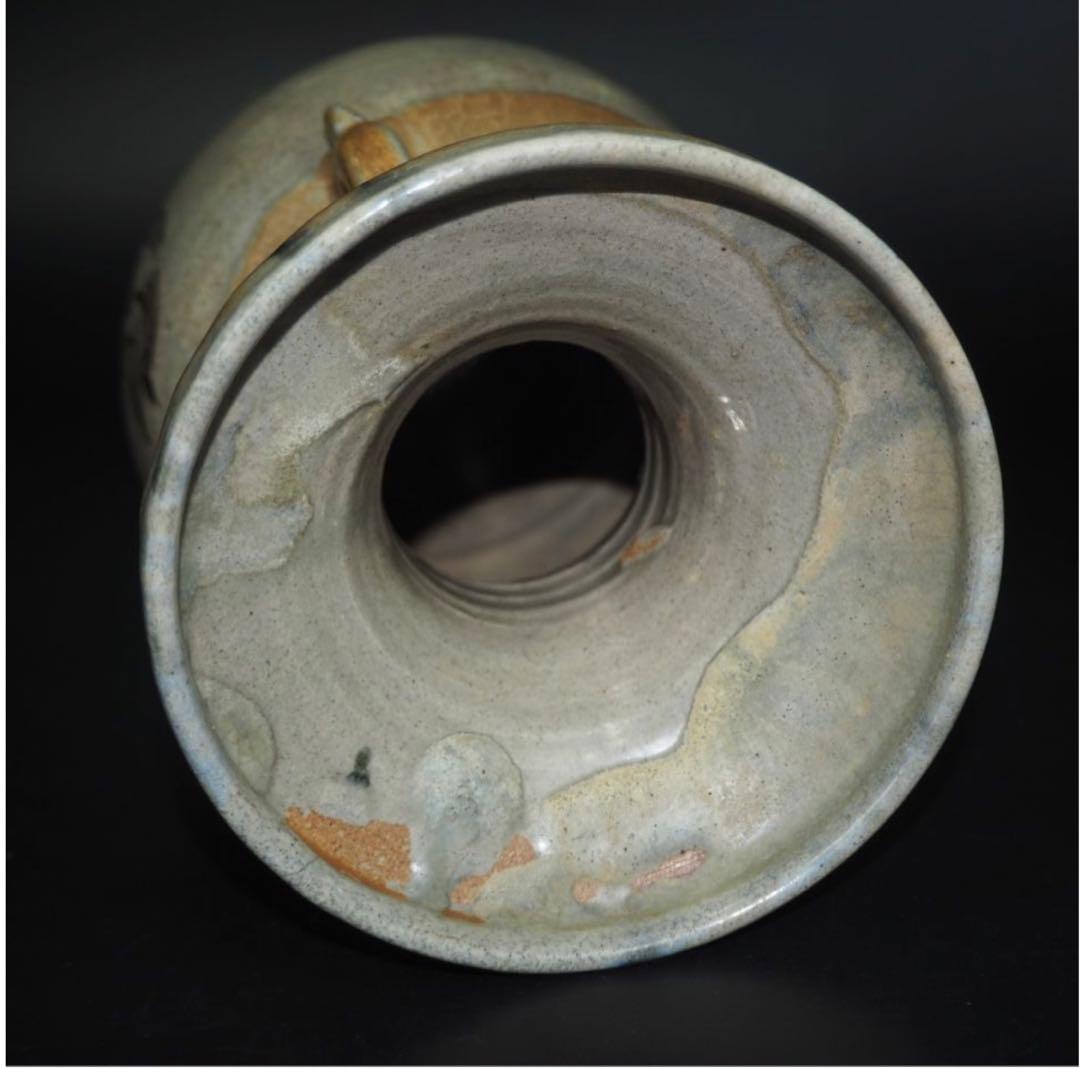 送料無料　明治期 古相馬双耳花瓶 　高さ25.5ｃｍ