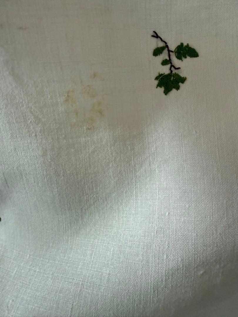 フランスアンティークஐ⋆*花柄刺繍のリネンクロス