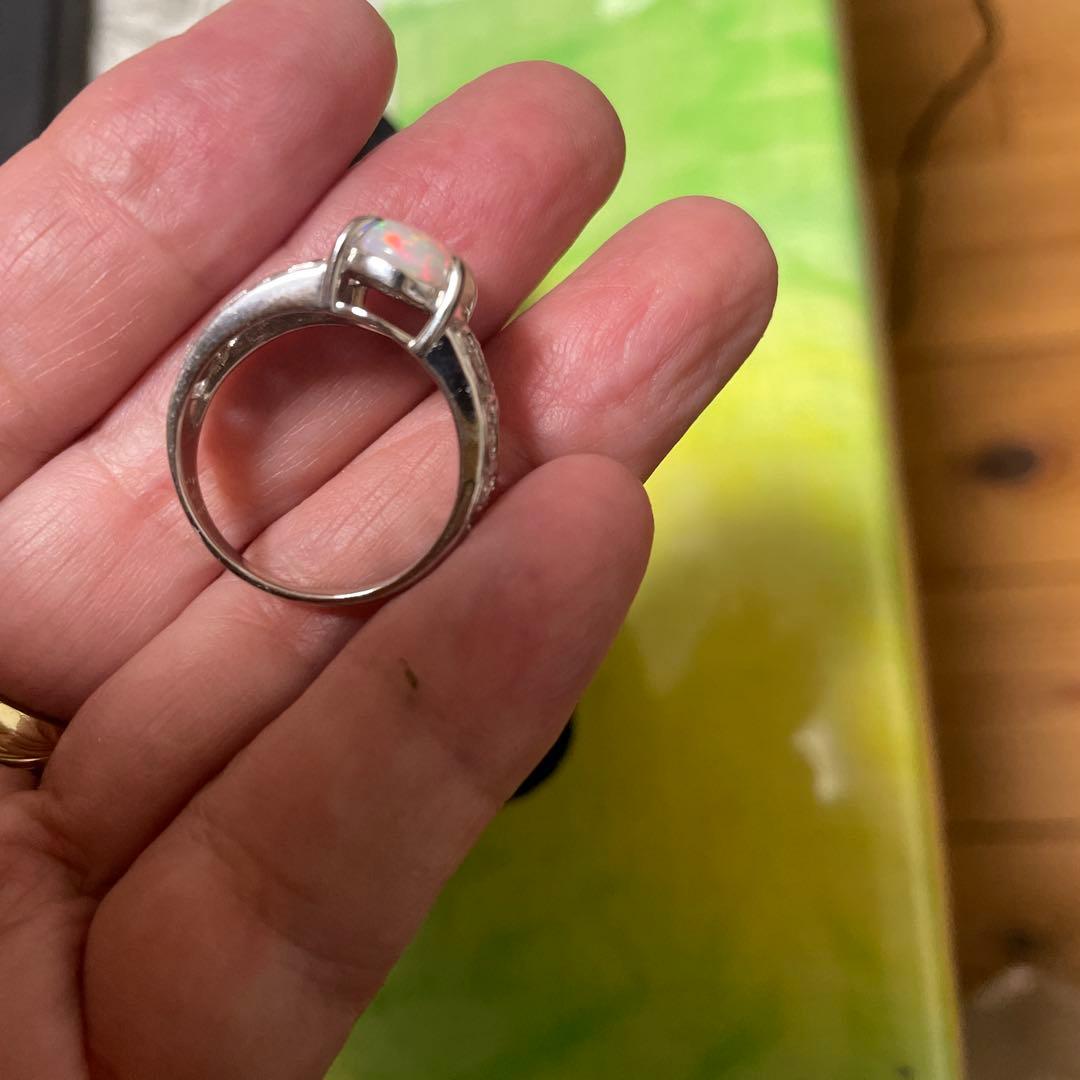 オパールプラチナ900 ダイヤモンド0.17 オパール2.20 8g