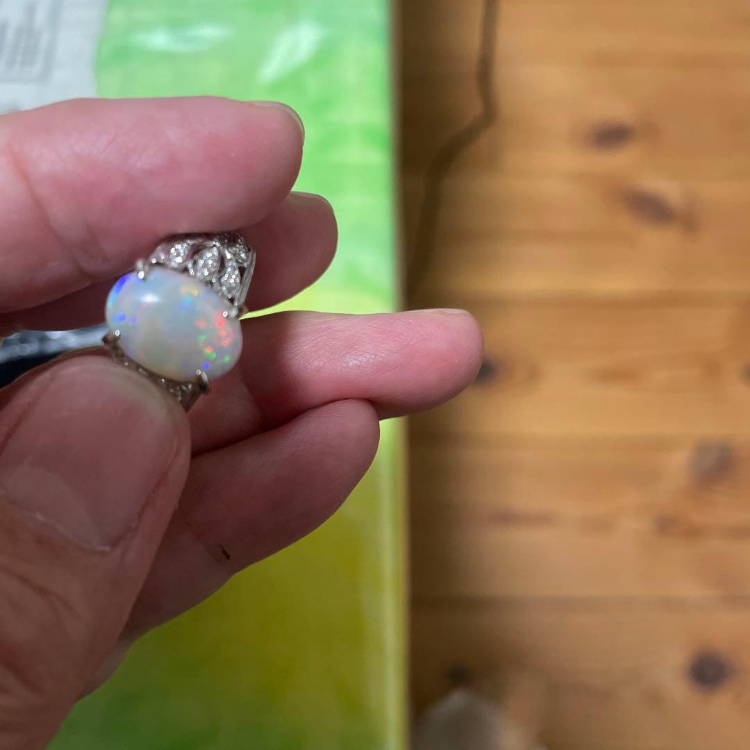 オパールプラチナ900 ダイヤモンド0.17 オパール2.20 8g