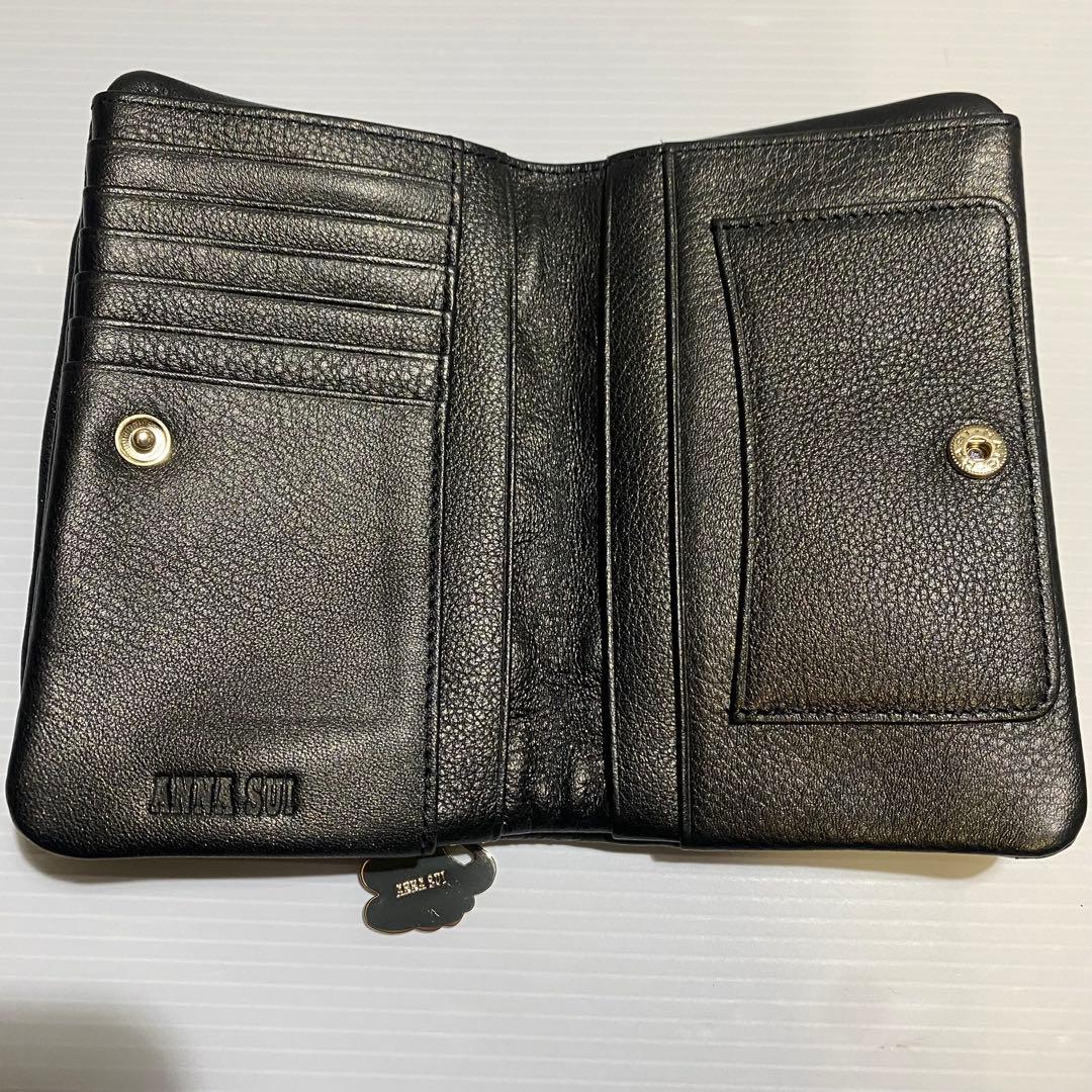 【未使用級】ANNA SUI　ピーコック　２つ折財布　ブラック　現行品