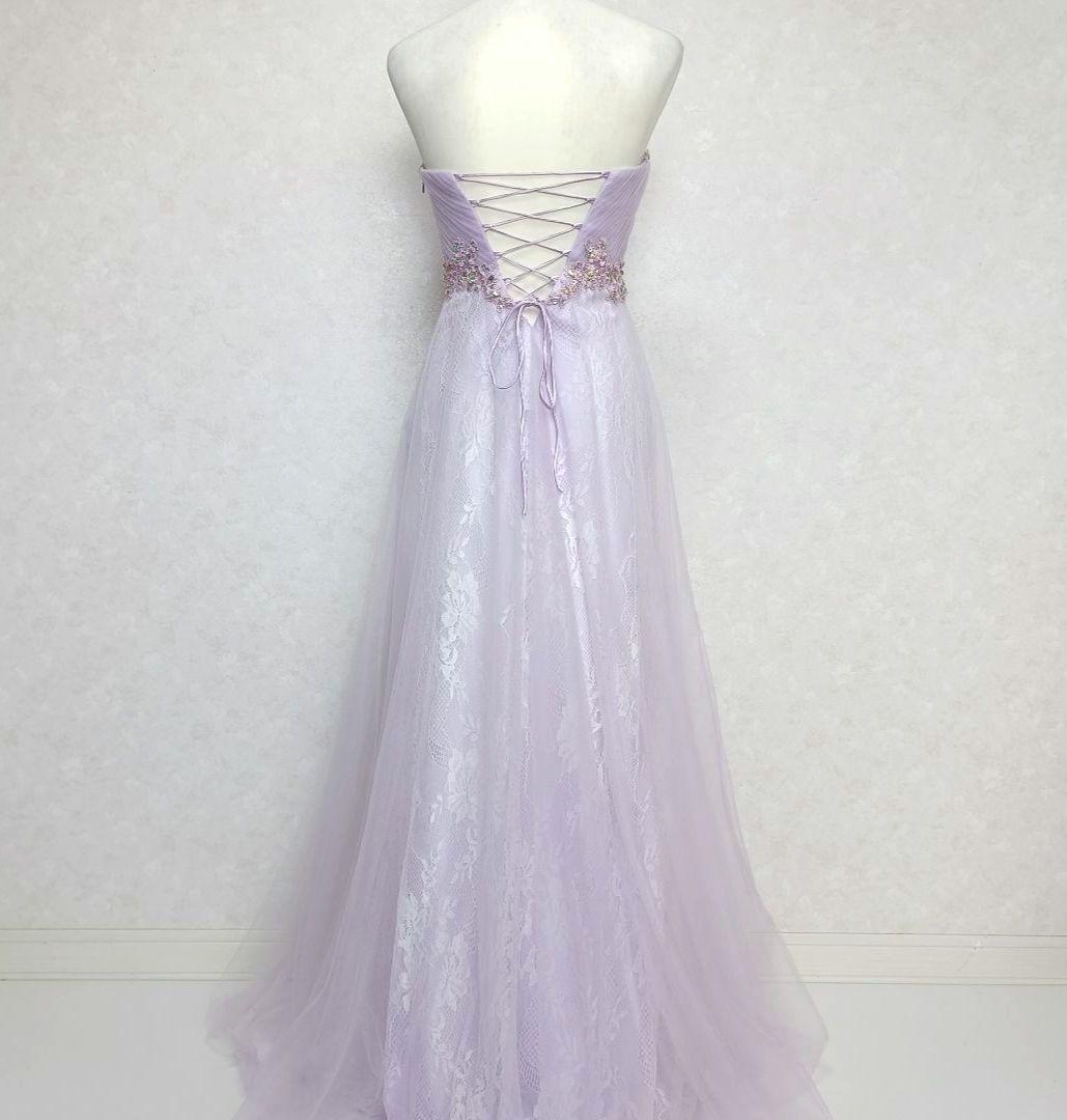 IRMA イルマ 刺繍 ビーズ ビジュー レースアップ ロングドレス 紫 9号