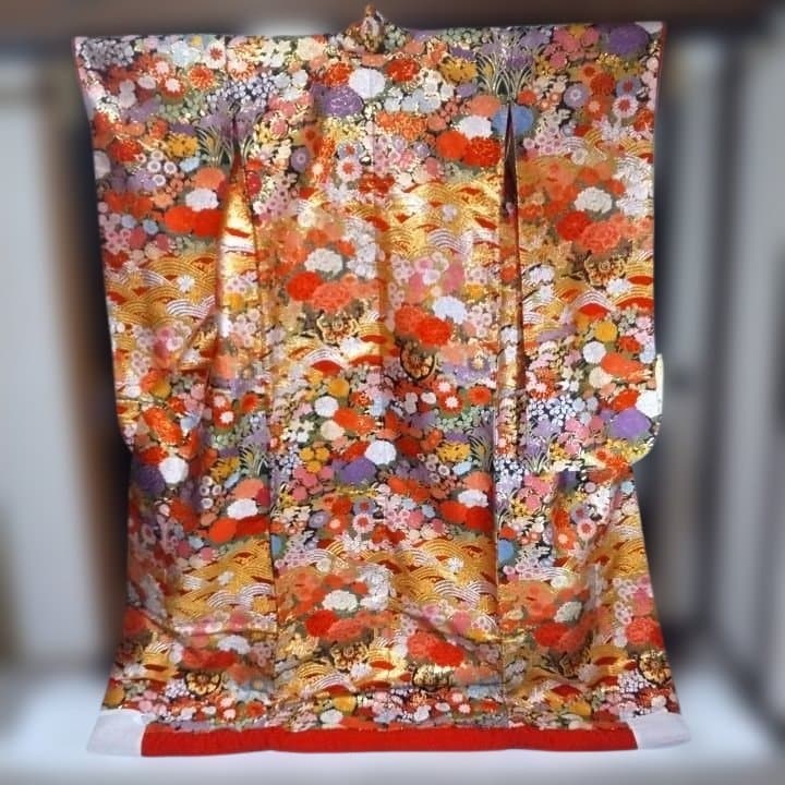 色打掛 花柄 金糸唐織りM