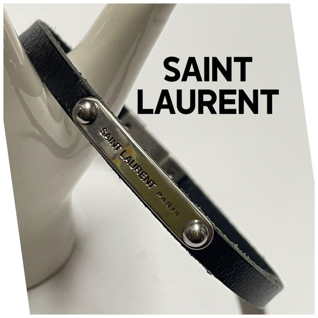 SAINT LAURENTサンローラン　プレート　レザー　ブレスレット　❤︎