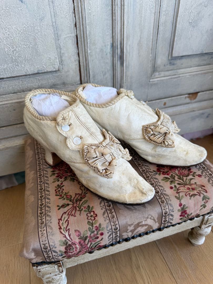 フランスアンティーク激レアウェディングレザーボタンブーツ