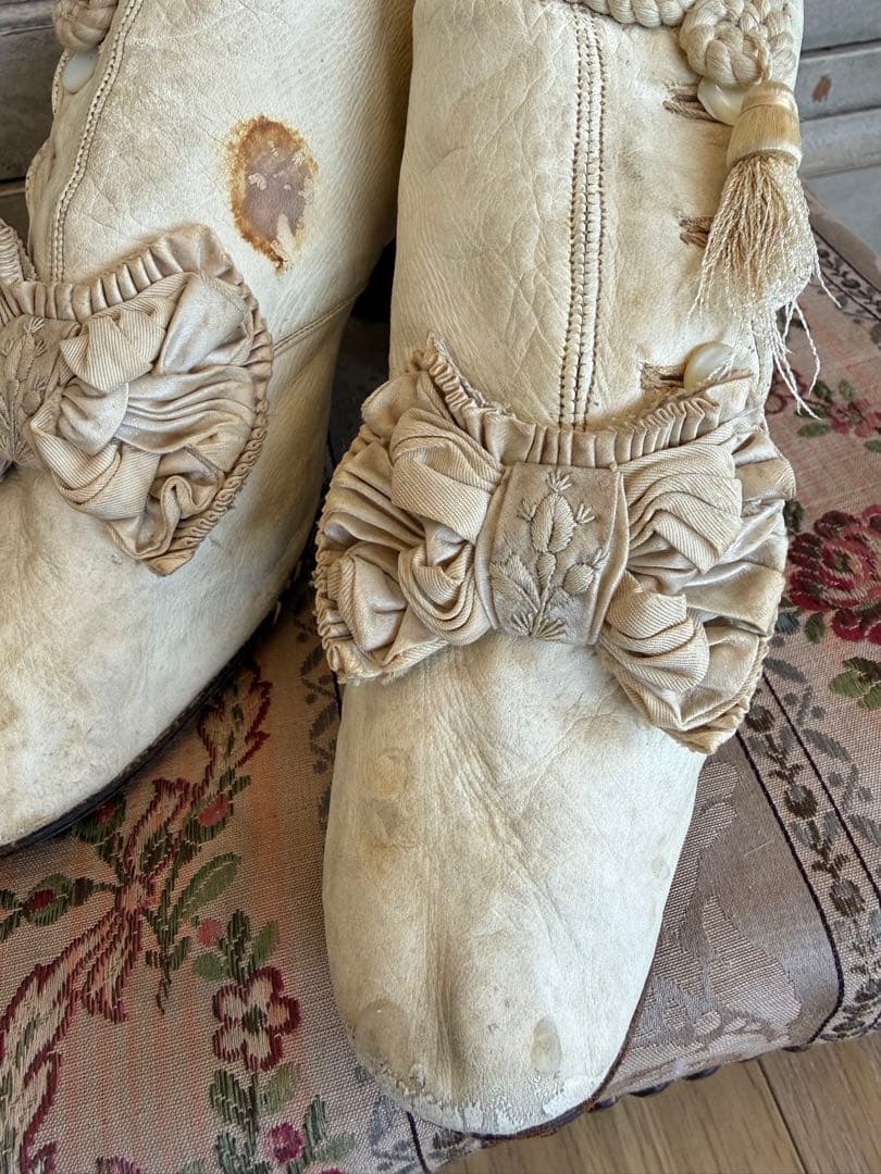 フランスアンティーク激レアウェディングレザーボタンブーツ