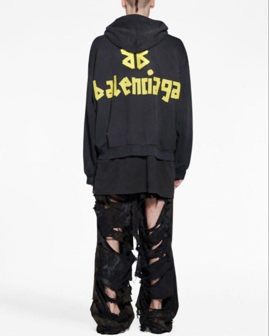 トップス 23ss TapeType Ripped PocketZip-Up Hoodie