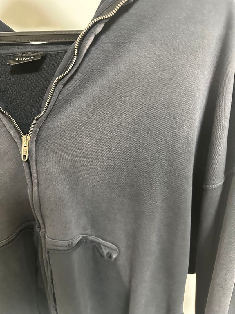 トップス 23ss TapeType Ripped PocketZip-Up Hoodie