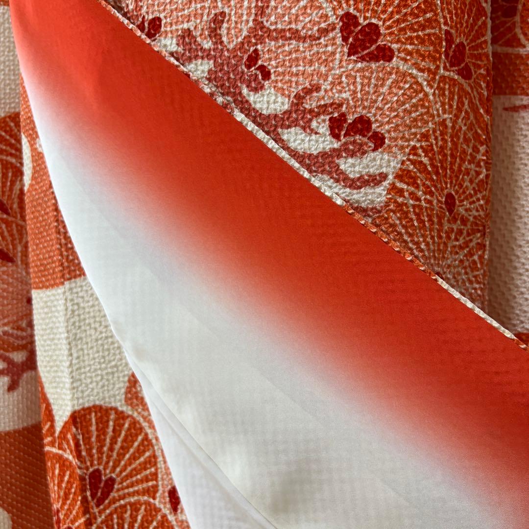 444 振袖フルセット 正絹 朱赤 オレンジ 絞り 藤娘きぬたや 高級 小柄さん