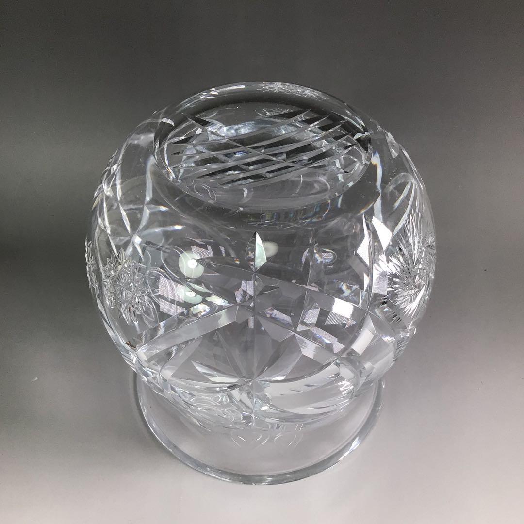 Ｒ８　水指　『山本曠作』『クリスタル硝子』『切子水指』　共箱　茶道具　ガラス工芸