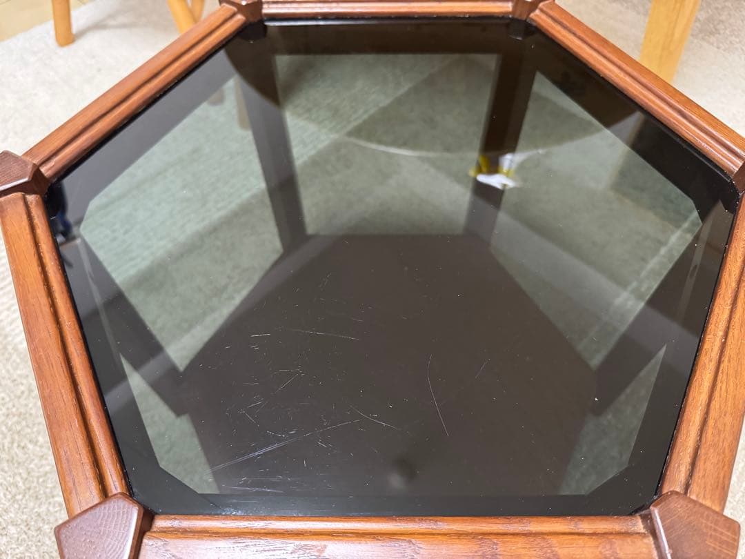 サイドテーブル・ナイトテーブル・ローテーブル BROOKS HEXAGON TABLE BLACK GLASS