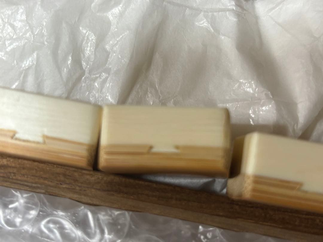 ※遼K※アイボリー色竹背麻雀牌セット 唐木箱入り5段引き出し