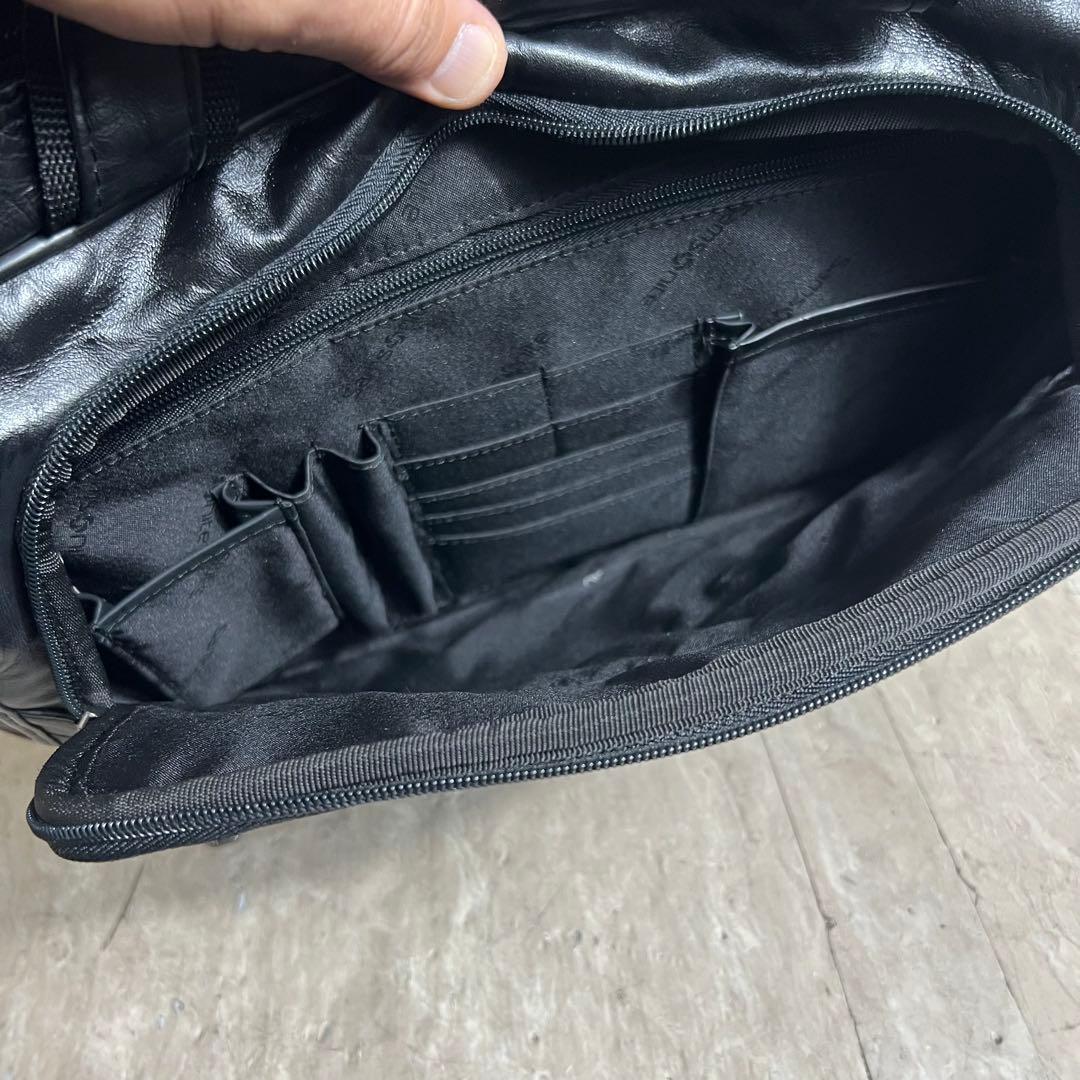 極美品 Samsonite 2ルーム ブリーフケース ビジネスバッグ 牛革
