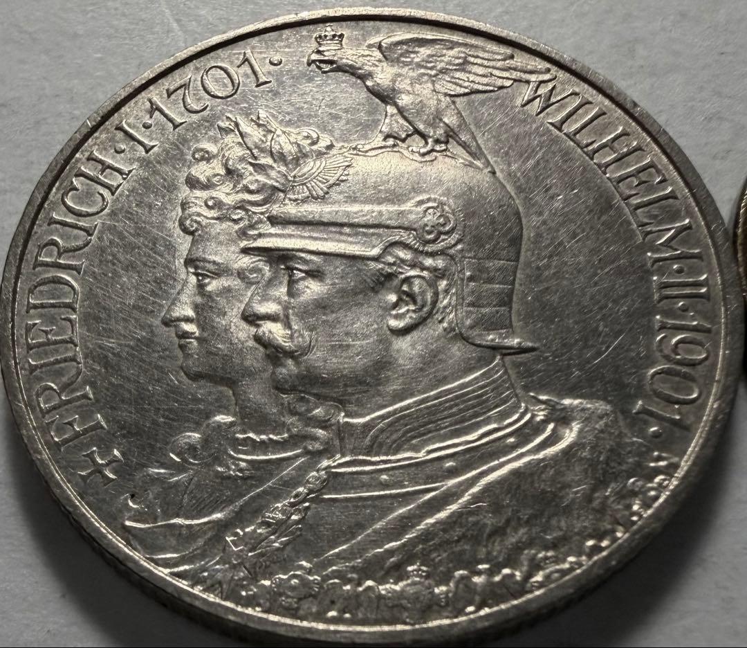 1901年ドイツプロイセン王国2マルク銀貨　フリードリッヒ　ヴィルヘルム