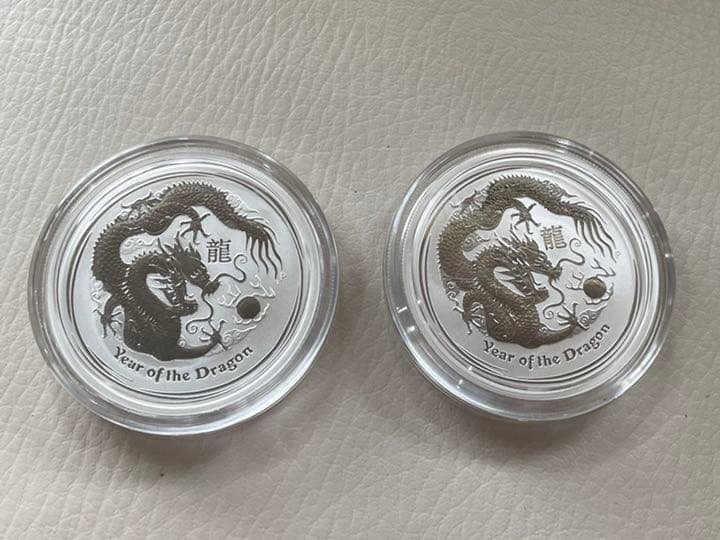 オーストラリア　2012 年  龍　銀貨　1/2oz 1/2オンス　純銀　2枚