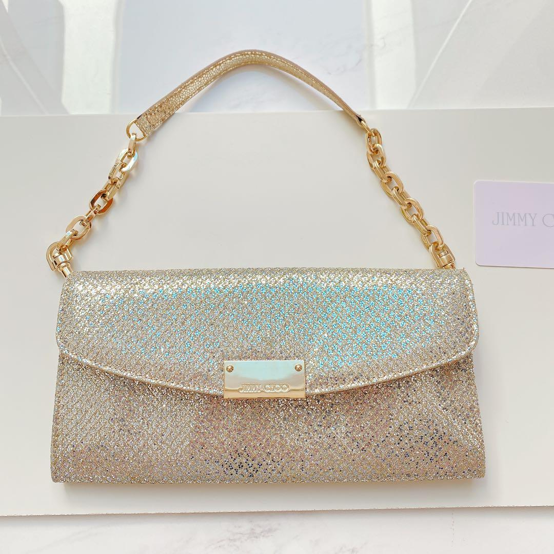 ジミーチュウ　ハンドバッグ　シルバー×ゴールド