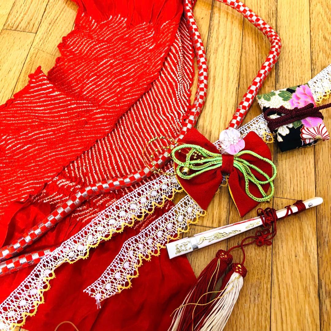 七五三7歳正絹‼️人気ピンク暈し手毬花々煌びやか際立つ⭐︎安心フルセット銘品