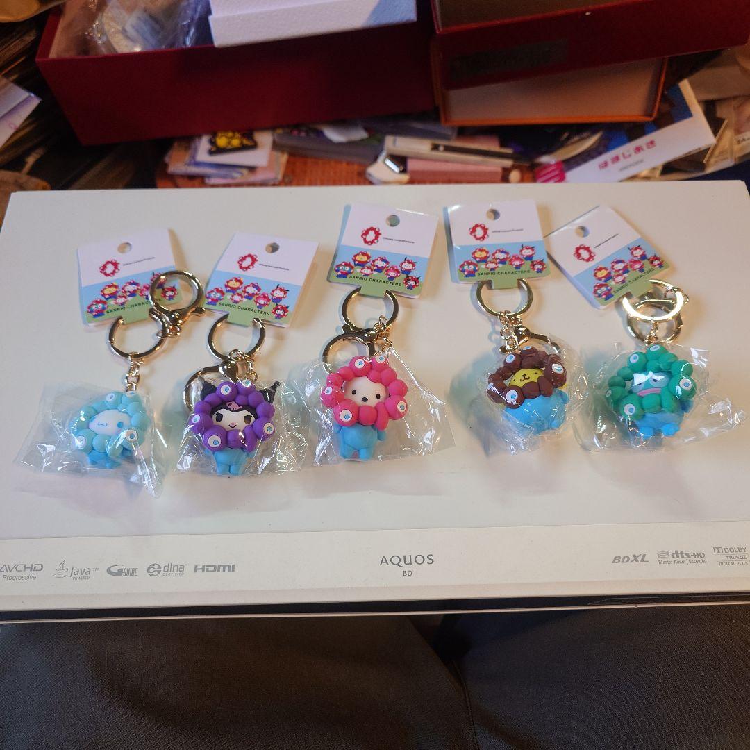 万博　公式キャラクター「ミャクミャク」・サンリオキーホルダー　5個セット