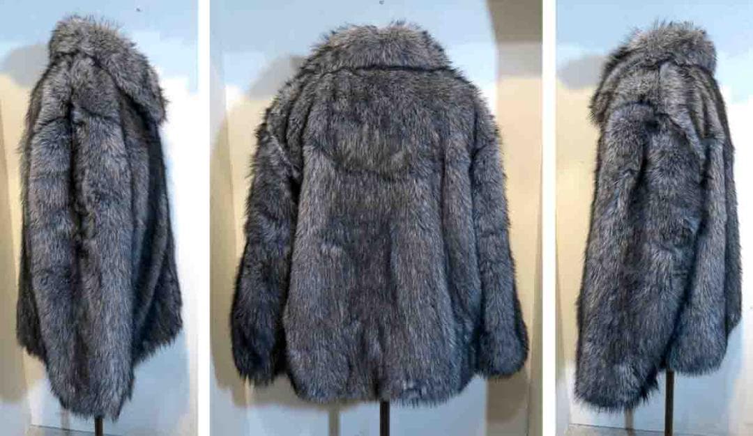 S ファー ブルゾン ジップアップ 大きな襟 グレー ロック ロカビリー V系