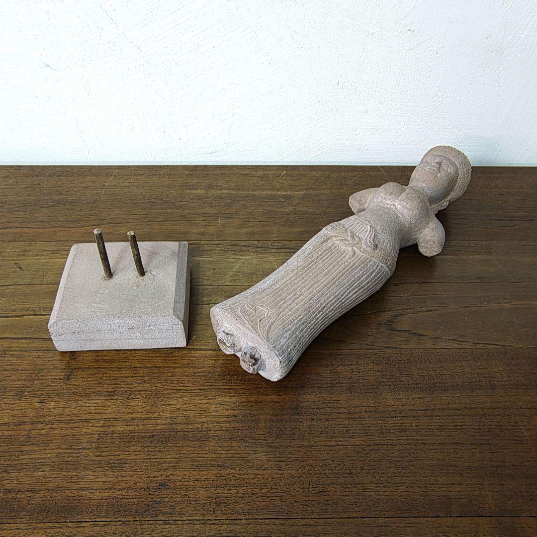 クメール　女神像　砂岩　彫刻　オブジェ　レプリカ　H39cm
