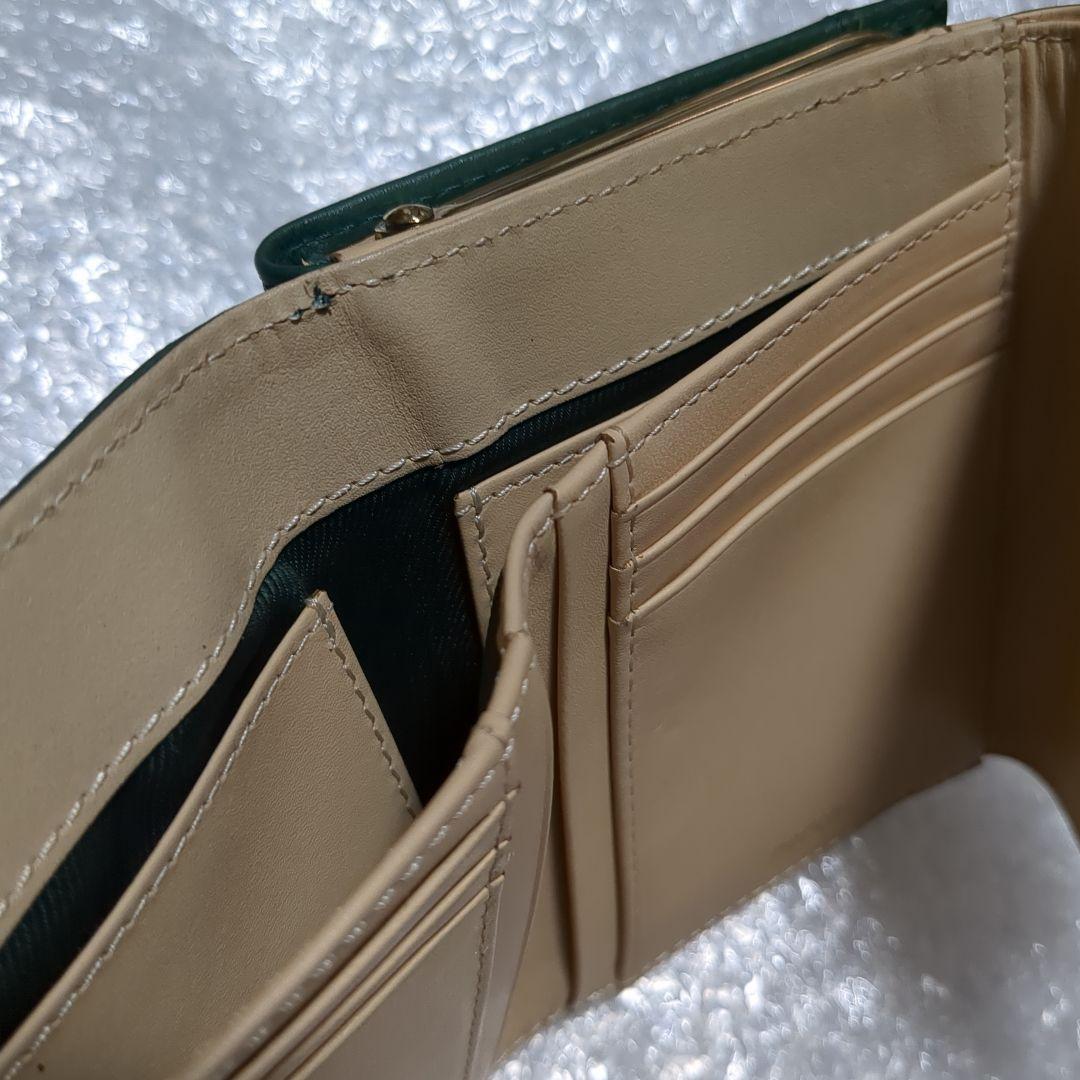 グリーン系統 がま口 折り財布 新品未使用 ペルケ