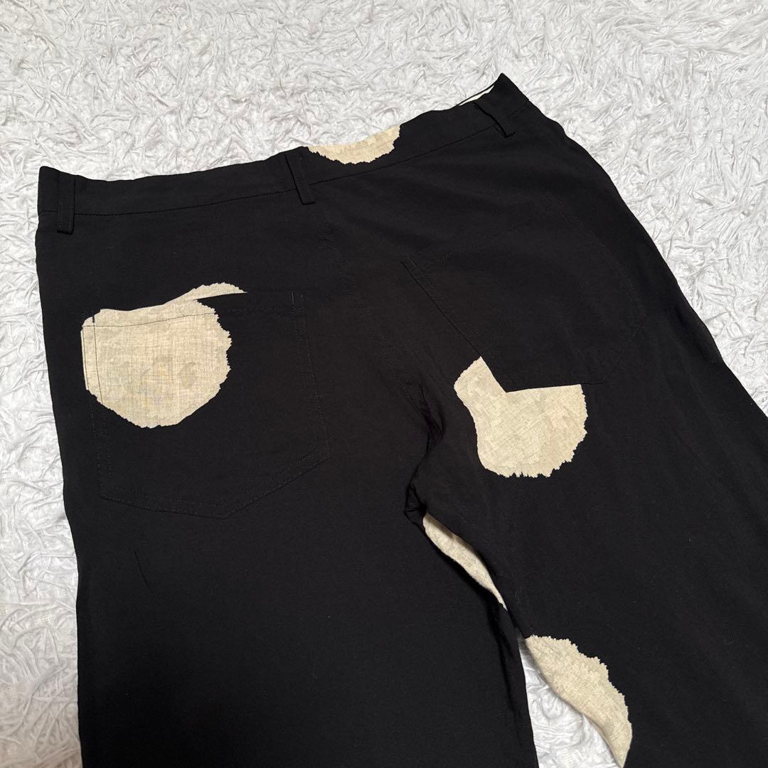 美品☆ ワイズ Y's レーヨンドットプリントパンツ ブラックベージュ サイズ2