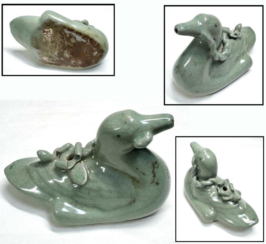 古高麗 青磁水滴 鳥 鳩 アヒル 鴨 硯滴 朝鮮古陶磁器 李朝 WWTT226