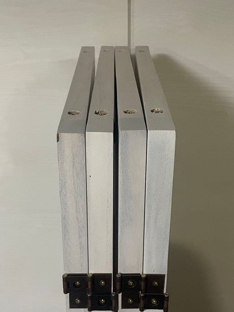 北欧レトロ 木製フレーム 4連 ブラインドパーティション パーテーション 衝立