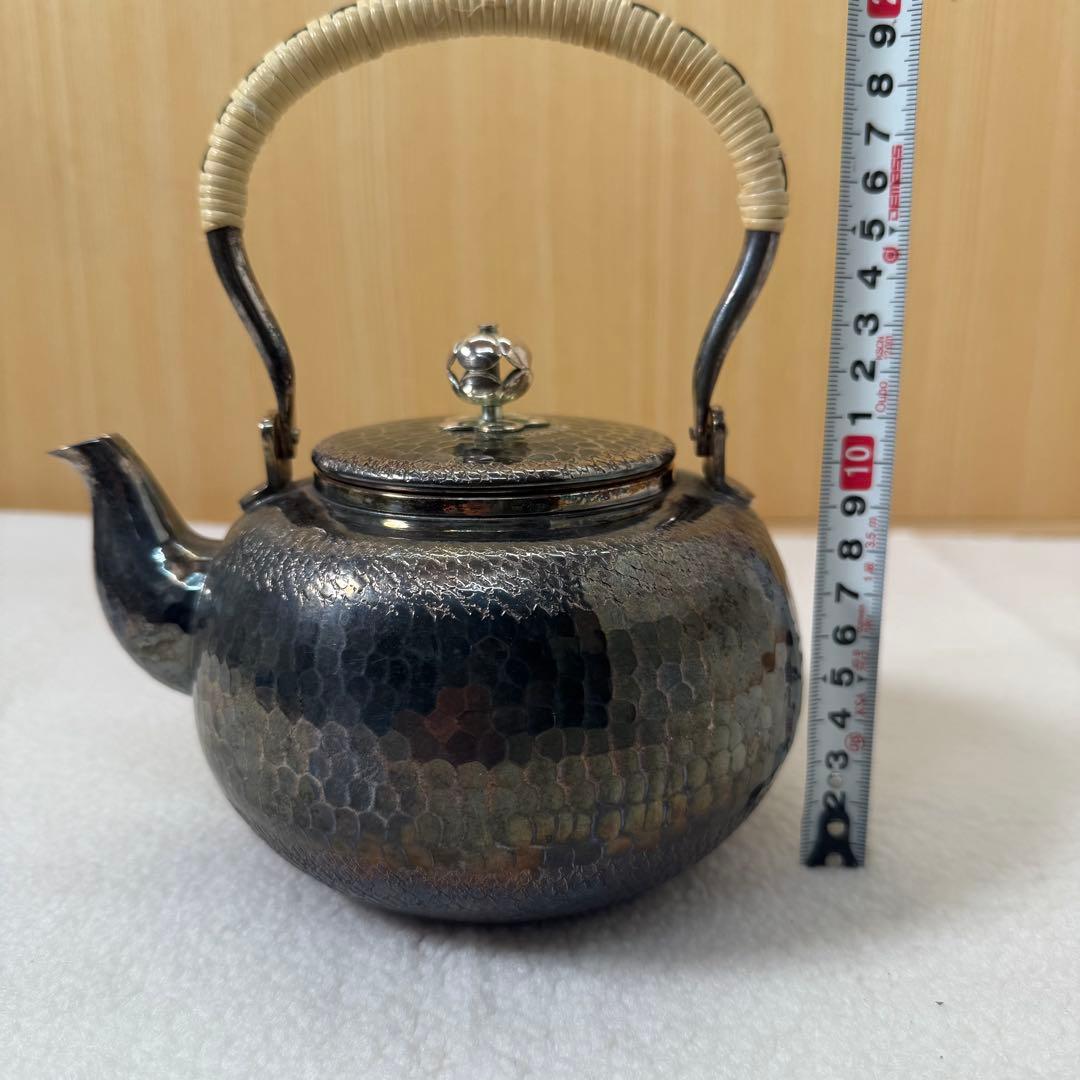 秀峯堂造 茶道具 銀いぶし仕上げ 急須