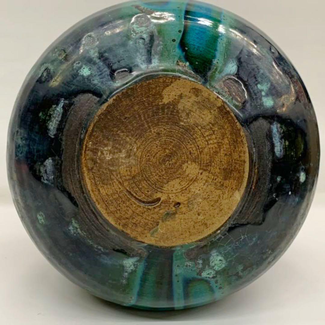 【花入れ15】青銅釉　加藤宇助　　高さ25㎝