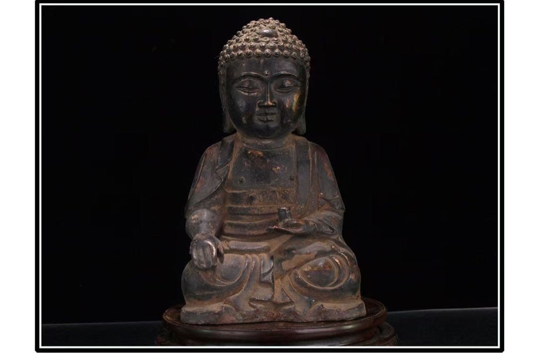 民間仕入れ品　美術館級中国明時代　銅製子如来様※激安骨董品G1145A12-2