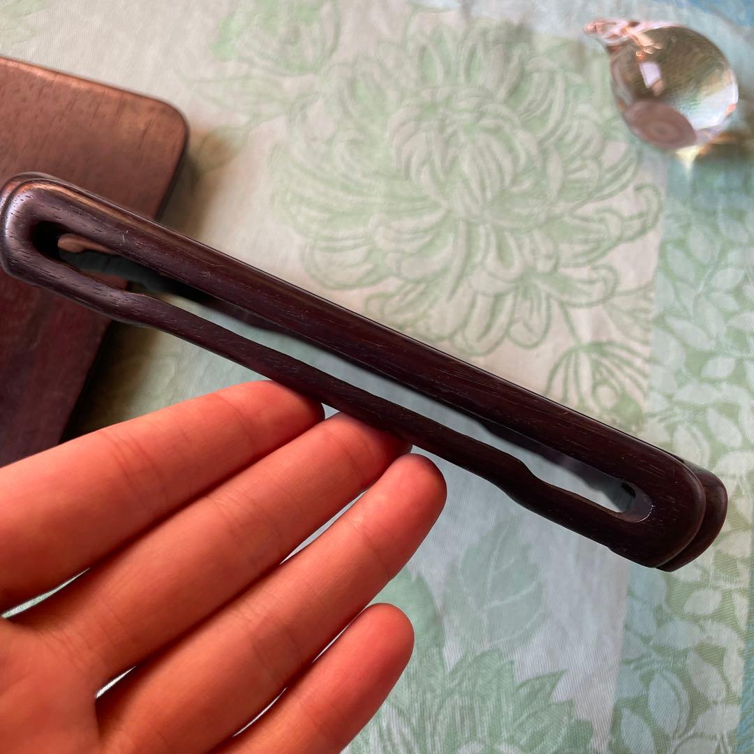 唐木 花台　紫檀系 天然木 透かし彫り 飾台 盆栽 華道　 2点セット