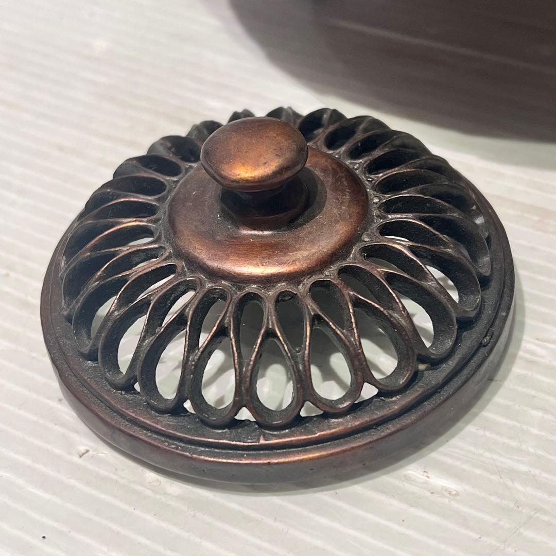 希少 銅製 細密彫刻 龍提手三足香炉 香炉 香道具 骨董品 インテリア 工芸品