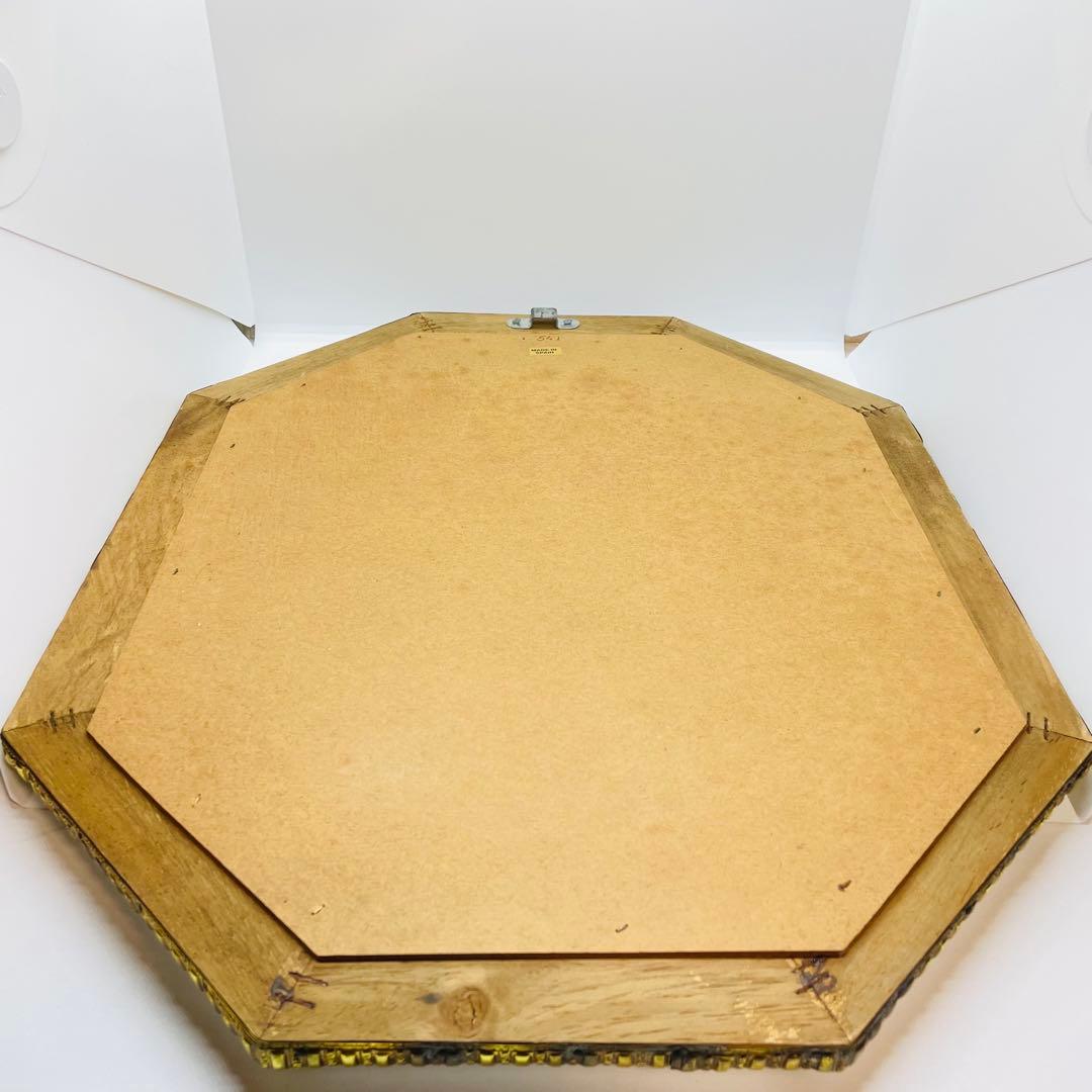 スペイン製 アンティーク 八角形 鏡 ミラー 金属枠 壁掛け ヴィンテージ 装飾