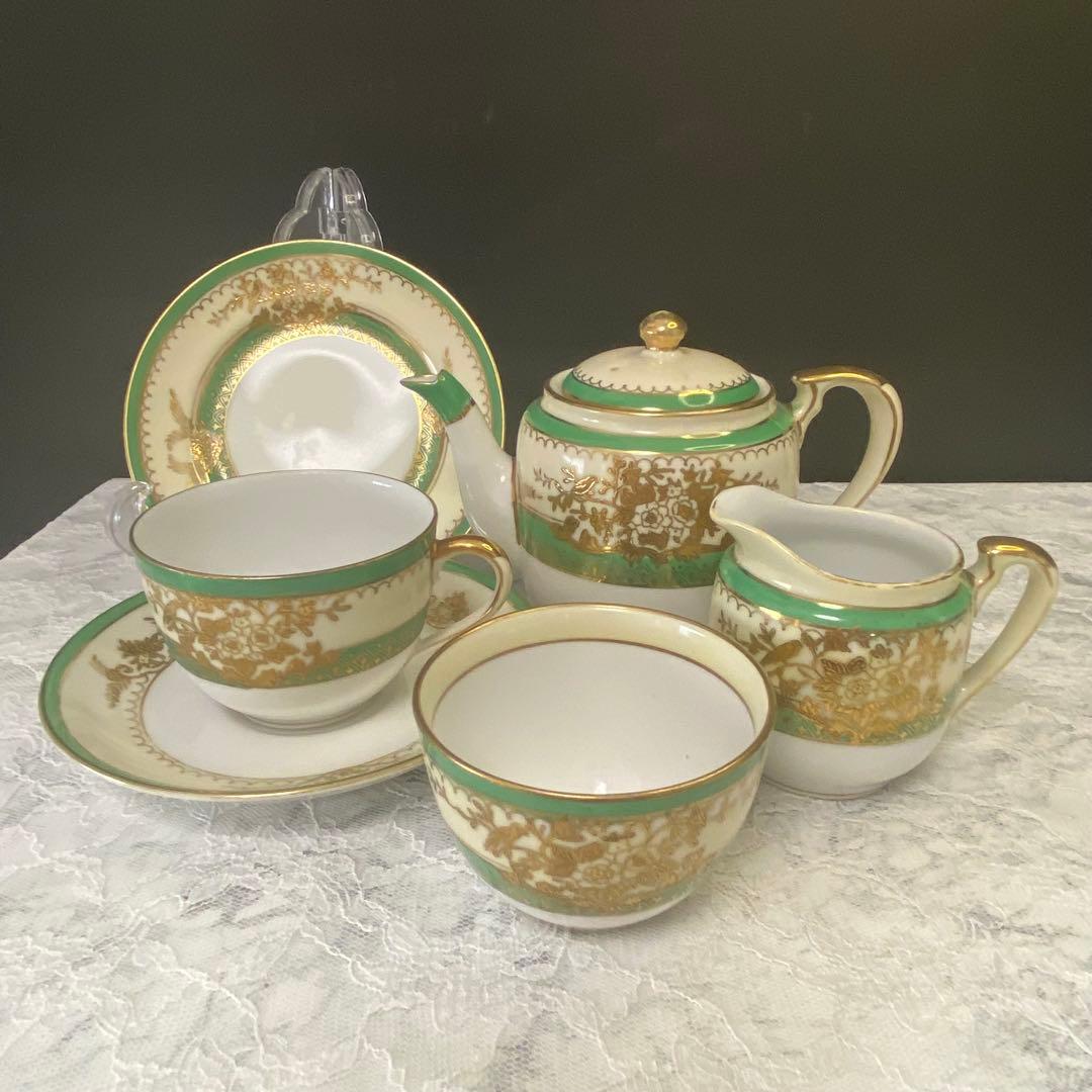 オールドノリタケ　ティーセット　金盛　カップ　ソーサー　プレート　英国　里帰り