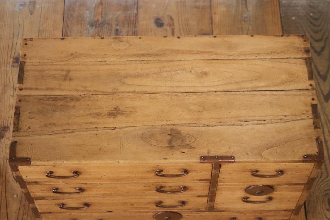 レトロ 時代箪笥 小振り 桐たんす タンス 収納 引き出し 抽斗 6杯 古家具