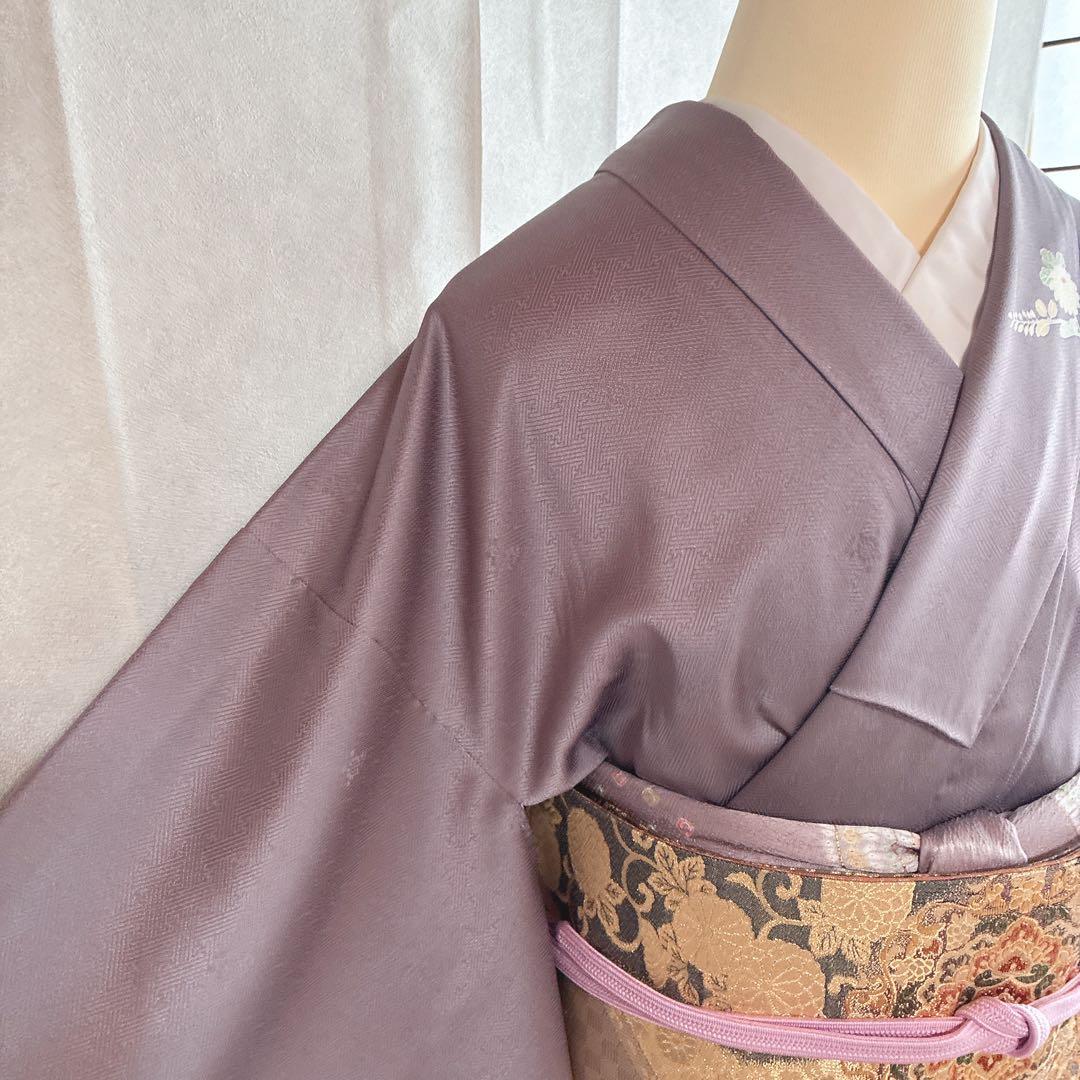 訪問着　フルセット　着物　正絹　卒業式　入学式　金駒刺繍　藤色雅花　G15