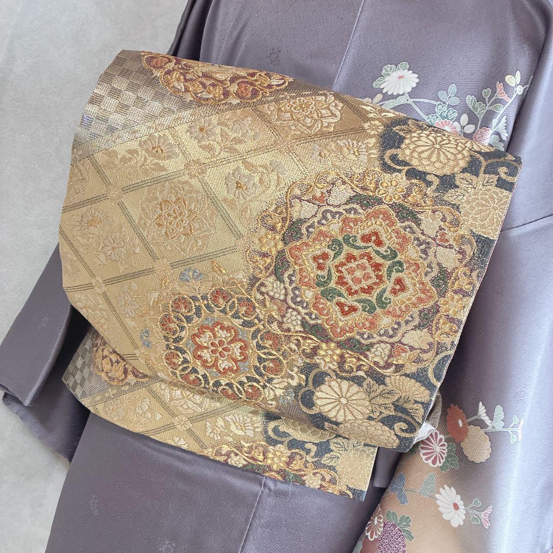 訪問着　フルセット　着物　正絹　卒業式　入学式　金駒刺繍　藤色雅花　G15