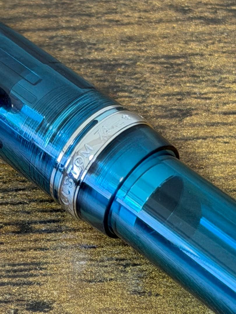 試筆のみ　ターコイズグリーン　透明軸　14金　パイロット　万年筆　細字