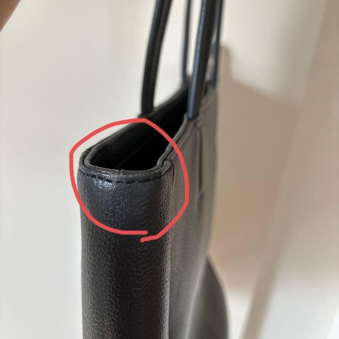 SHIPS レザートートバッグ A4収納可 ネイビー