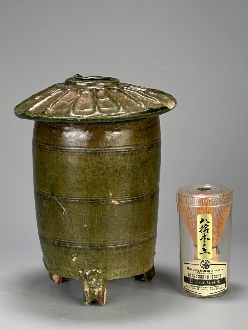中国古代美術　東漢　漢時代　緑釉陶倉　穀倉形器　三足　出土古陶　唐物　古物保証