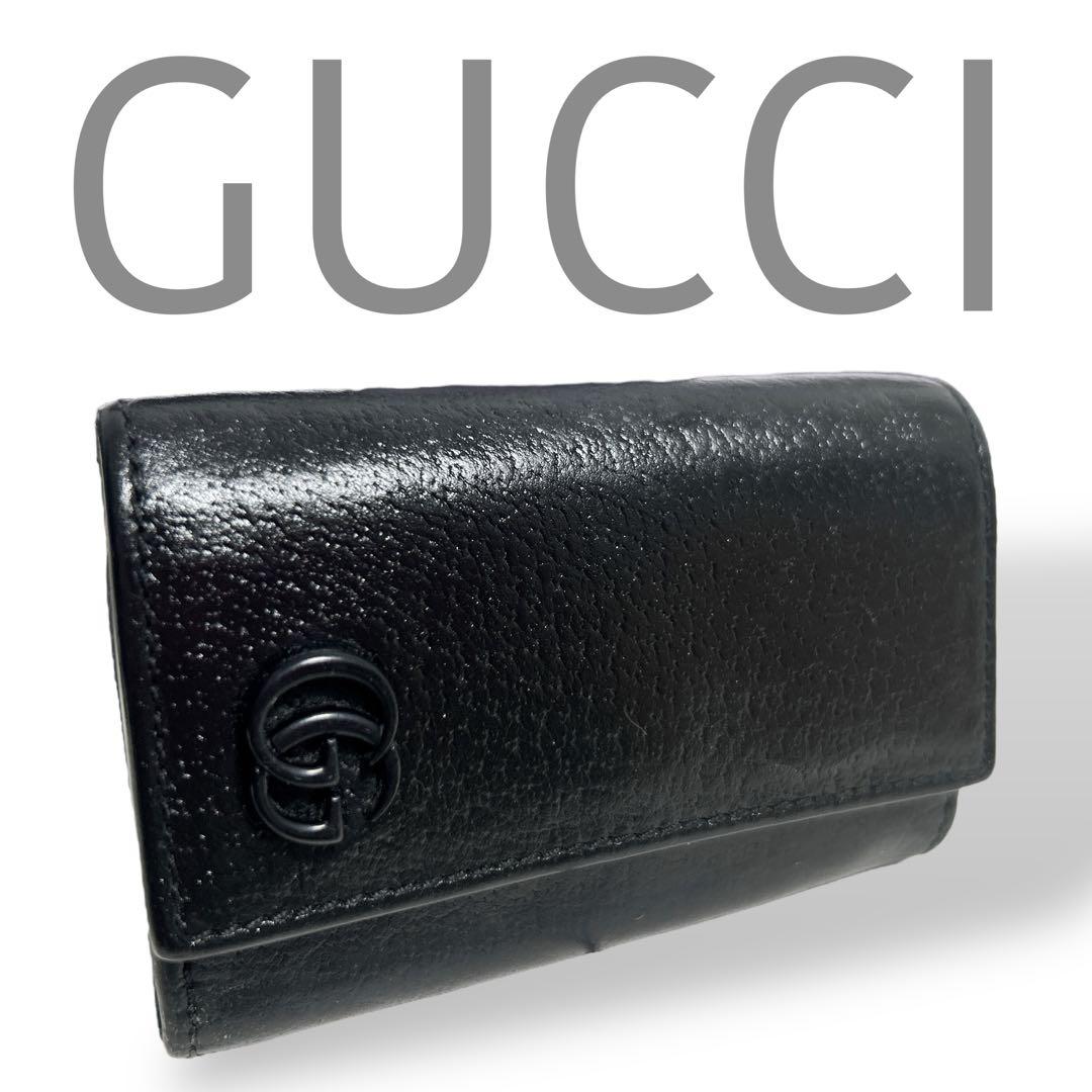 美品 GUCCI GGロゴ GG マーモント キーケース レザー ブラック 黒