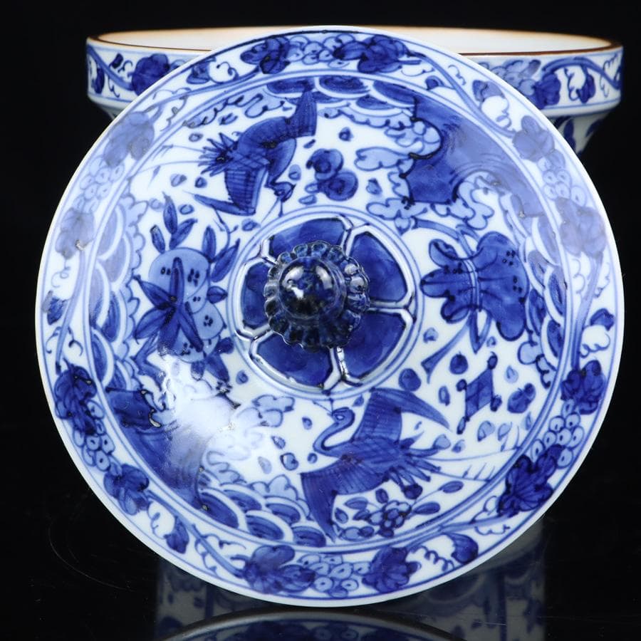 Y2842-2 茶道具 平安 高野昭阿弥 染付 水指 共箱　#5