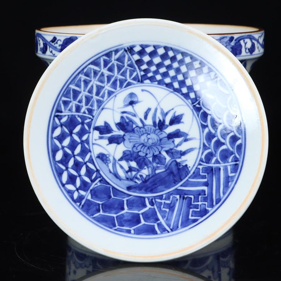 Y2842-2 茶道具 平安 高野昭阿弥 染付 水指 共箱　#5