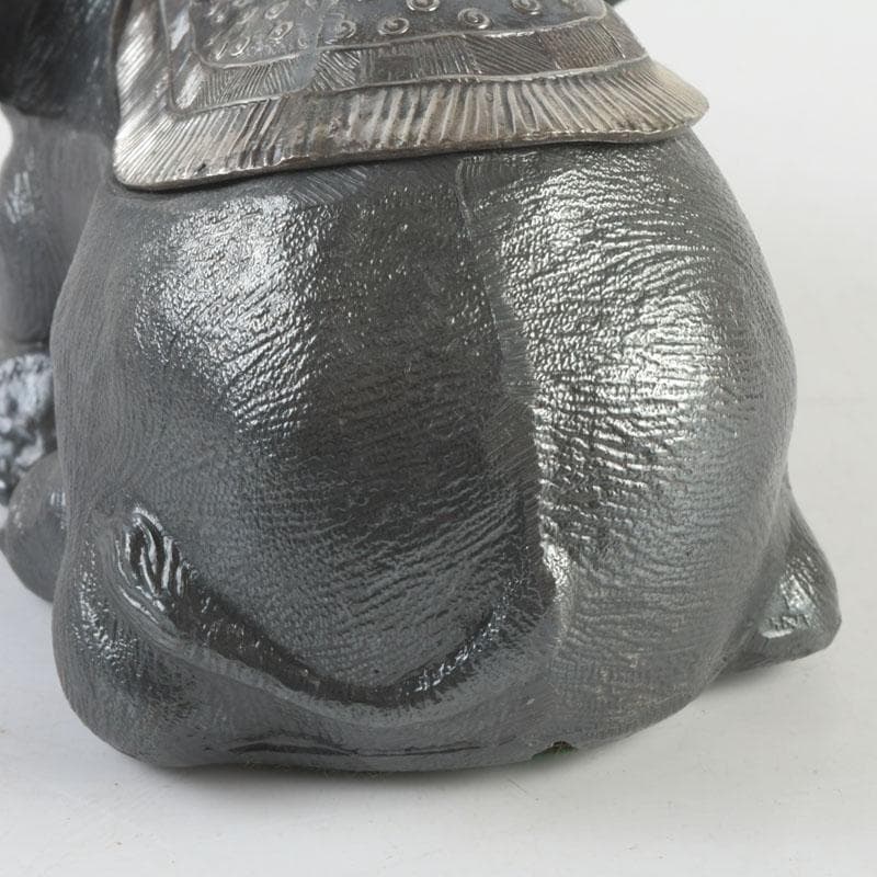 あんちん製　合金　象に人物　インク壷　蓋物　V　9307