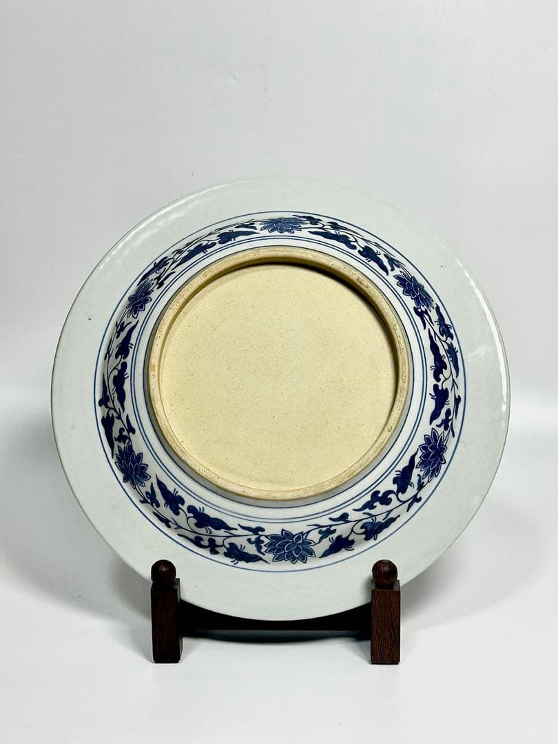 倣元青花麒麟文皿 景徳鎮 謝本貴 名人作品 中国磁器 青華 青花