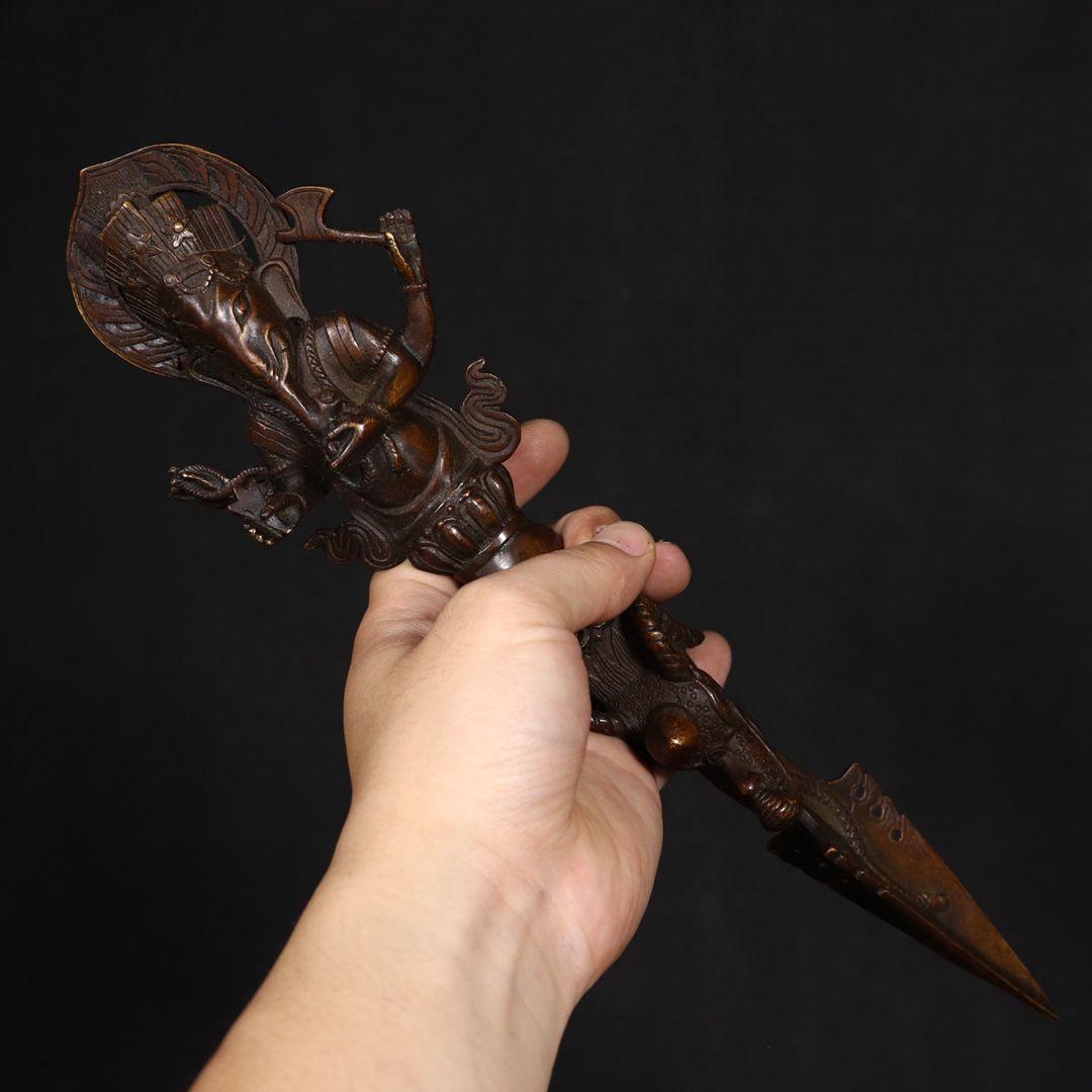 銅製 法器 金剛降魔杵 鎮宅 辟邪開運 風水 招財 置物 工芸品