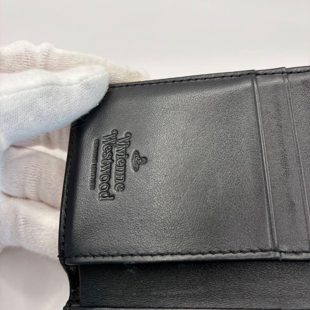 vivienne westwood 三つ折り財布　ブラック　がま口　ゴールド